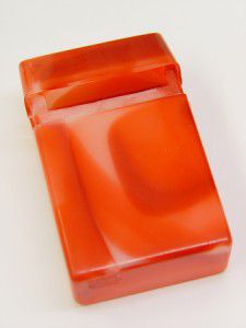 Zigarettenbox Plastik rot marmoriert 