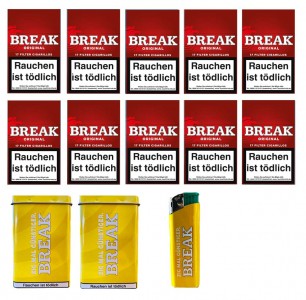 Break Original Filter Cigarillos Angebot, 10x17 Cigarillos + 2 Break Zigarettenbox + 1 Feuerzeug 