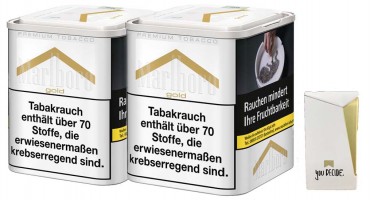 Marlboro Gold Tabak Angebot, 2x70g Dose + 1 Marlboro Gasfeuerzeug 